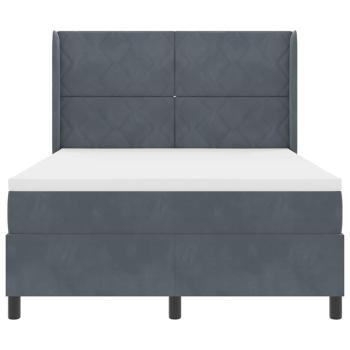 LED Boxspringbett mit Matratze Dunkelgrau 140x200 cm Samt