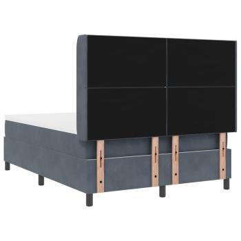 LED Boxspringbett mit Matratze Dunkelgrau 140x200 cm Samt