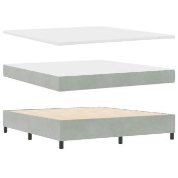 LED Boxspringbett mit Matratze Hellgrau 180x200 cm Samt