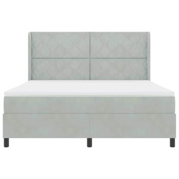 LED Boxspringbett mit Matratze Hellgrau 180x200 cm Samt