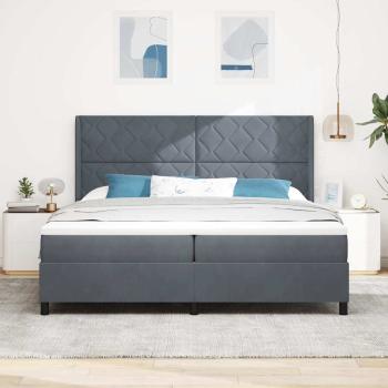 LED Boxspringbett mit Matratze Dunkelgrau 200x200 cm Samt