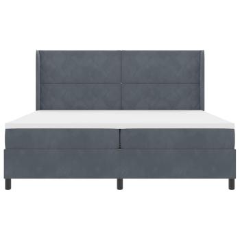 LED Boxspringbett mit Matratze Dunkelgrau 200x200 cm Samt
