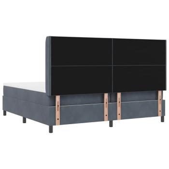 LED Boxspringbett mit Matratze Dunkelgrau 200x200 cm Samt