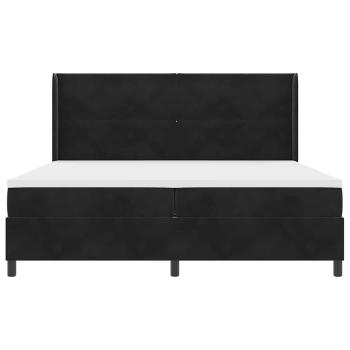 LED Boxspringbett mit Matratze Schwarz 200x200 cm Samt