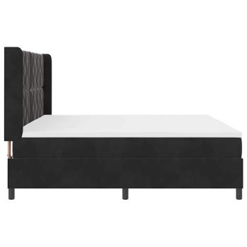 LED Boxspringbett mit Matratze Schwarz 200x200 cm Samt