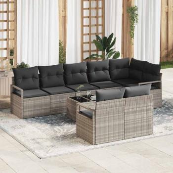 ARDEBO.de - 9-teilige Garten Sofa Set mit Kissen Grau Poly Rattan