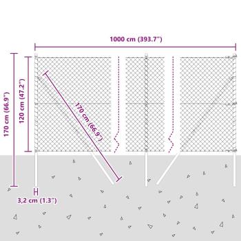 Drahtzaun mit 7 Pfosten 1,2x10 m verzinkter Stahl grün