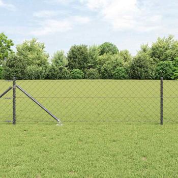 ARDEBO.de - Kettenzaun Set aus 2 Grau Pulverbeschichteter Stahl 25 x 0.8 m