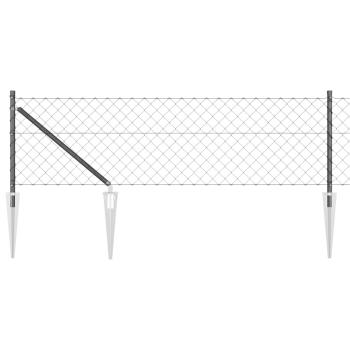 Kettenzaun Set aus 2 Grau Pulverbeschichteter Stahl 25 x 0.8 m