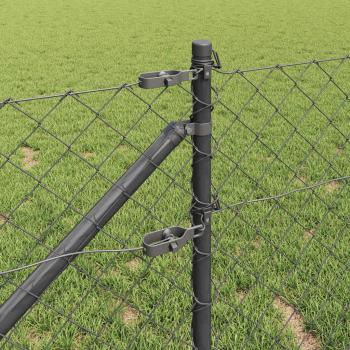 Kettenzaun Set aus 2 Grau Pulverbeschichteter Stahl 25 x 0.8 m