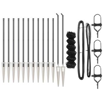 Kettenzaun Set aus 2 Grau Pulverbeschichteter Stahl 25 x 0.8 m