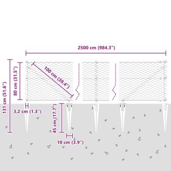 Sechseckzaun Grau 0.8x25 m Stahl