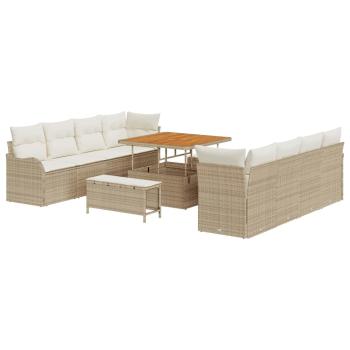 Gartensofa-set 11 stk. Beige Poly-Rattan