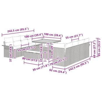 Garten-Sofa-Set mit Kissen Beige und Creme 100 x 100 x 71 cm