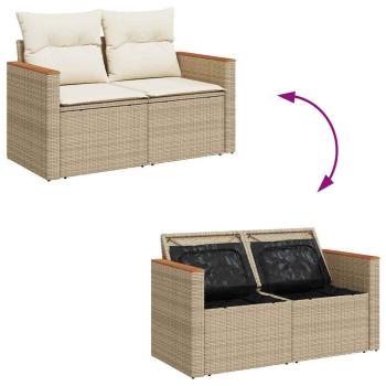 ARDEBO.de - 8-tlg. Garten-Sofagarnitur mit Kissen Beige Poly Rattan Akazie