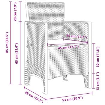 Garten Essgruppe 7 pcs Weiß Polt Rattan