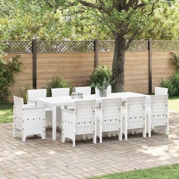 ARDEBO.de - 11-tlg. Garten-Essgruppe Weiß Poly Rattan
