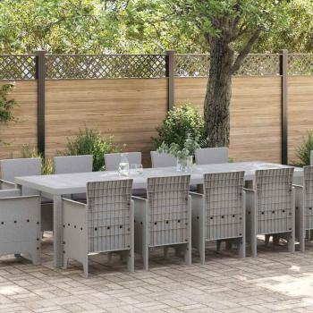 ARDEBO.de - 13-teilige Garten-Essgruppe mit Kissen Hellgrau Poly-Rattan