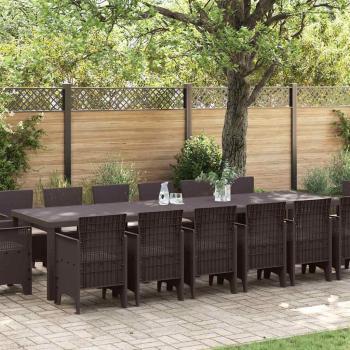 ARDEBO.de - 15-teilige Garten Essgruppe mit Kissen Braun Poly-Rattan