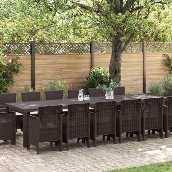 ARDEBO.de - 15-teiliges Garten Esszimmer Set mit Kissen Braun Poly-Rattan