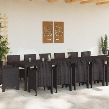 15-teiliges Garten Esszimmer Set mit Kissen Braun Poly-Rattan