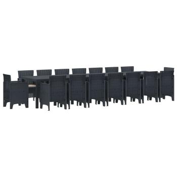 17-teilige Garten-Essgruppe mit Kissen Anthrazit Poly-Rattan