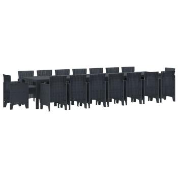 17-teiliges Garten Essset mit Kissen Anthrazit Poly-Rattan