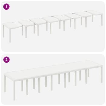 17-teiliges Garten-Ess-Set mit Kissen Weiß Poly-Rattan