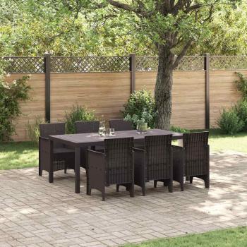 ARDEBO.de - 7-tlg. Garten-Essgruppe Braun Poly Rattan