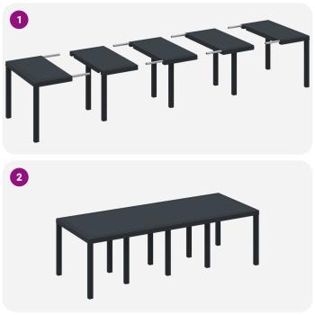 9-tlg. Garten-Essgruppe mit Kissen Anthrazit Poly Rattan
