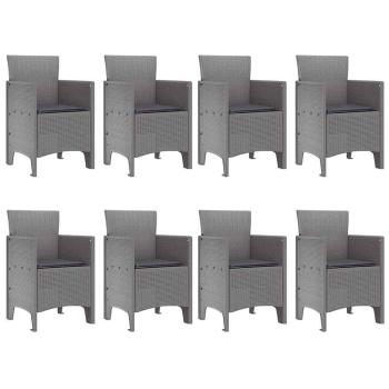 9-tlg. Garten-Essgruppe mit Kissen Weiß Poly Rattan
