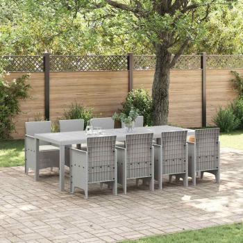 ARDEBO.de - 9-tlg. Garten-Essgruppe mit Kissen Weiß Poly Rattan