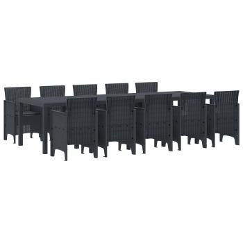 ARDEBO.de - 11-teiliges Garten Essgruppe mit Kissen Anthrazit Poly-Rattan
