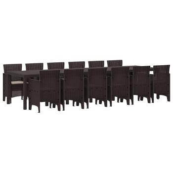 13-teiliges Garten Esstisch Set mit Kissen Braun Poly-Rattan