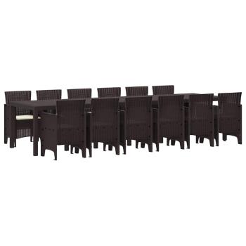 Garten Essset Set von 5 Braun und cremeweiß Rattan Groß