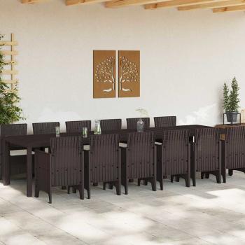 Garten Essset Set von 5 Braun und cremeweiß Rattan Groß