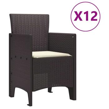 Garten Essset Set von 5 Braun und cremeweiß Rattan Groß