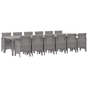 13-teiliges Garten Esszimmer Set mit Kissen Hellgraues Poly-Rattan