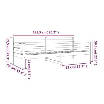 Tagesbett ohne Matratze Weiß 90x190 cm Massivholz Kiefer