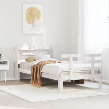ARDEBO.de - Bettgestell mit Kopfteil ohne Matratze Weiß 90x200 cm