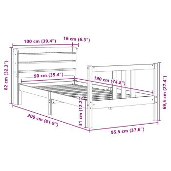 Bettgestell mit Kopfteil ohne Matratze 90x190 cm