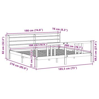 Bettgestell mit Kopfteil ohne Matratze 180x200 cm