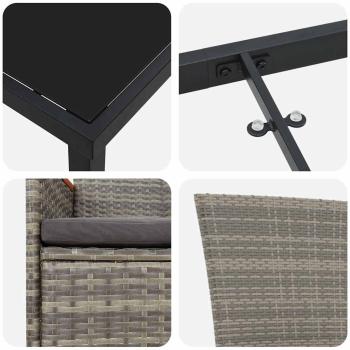 9-teiliges Garten-Ess-Set mit Kissen Grau Poly-Rattan