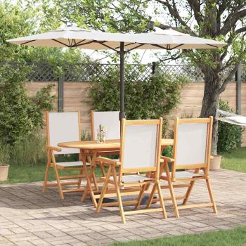ARDEBO.de - 5-teilige Garten Essgruppe Creme Weiß Massivholz Akazie