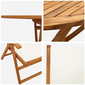 7-teiliges Gartentischset aus cremeweißem Akazienholz