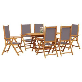 7-teiliges Garten-Essset Anthrazit aus massivem Akazienholz