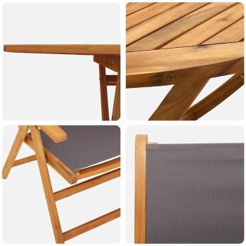 7-teiliges Garten-Essset Anthrazit aus massivem Akazienholz