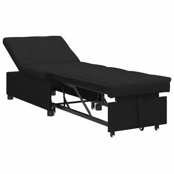 Schlafsofa 3-in-1 Ausziehdesign Schwarzer Stoff