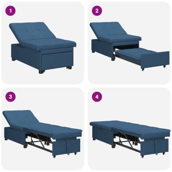 Schlafsofa 3-in-1 Ausziehbares Design Blau Stoff