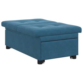 Schlafsofa 3-in-1 Ausziehbares Design Blau Samt